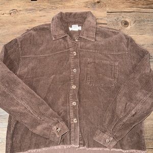 Corduroy like brown cropped jacket